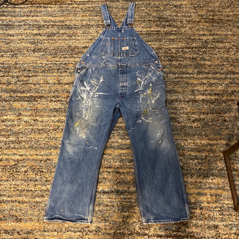 Round house distressed overalls 46x29